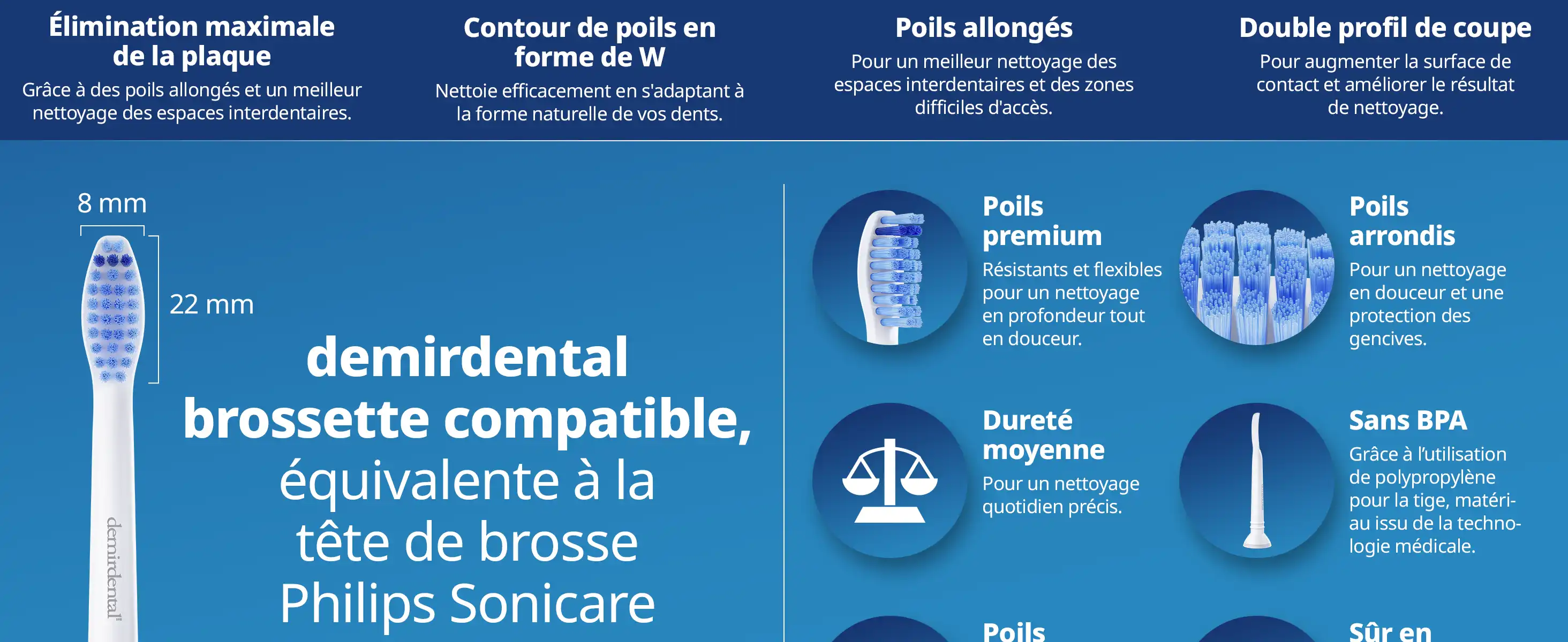 demirdental Medium Aufsütze für Philips Sonicare Ersatzbürsten