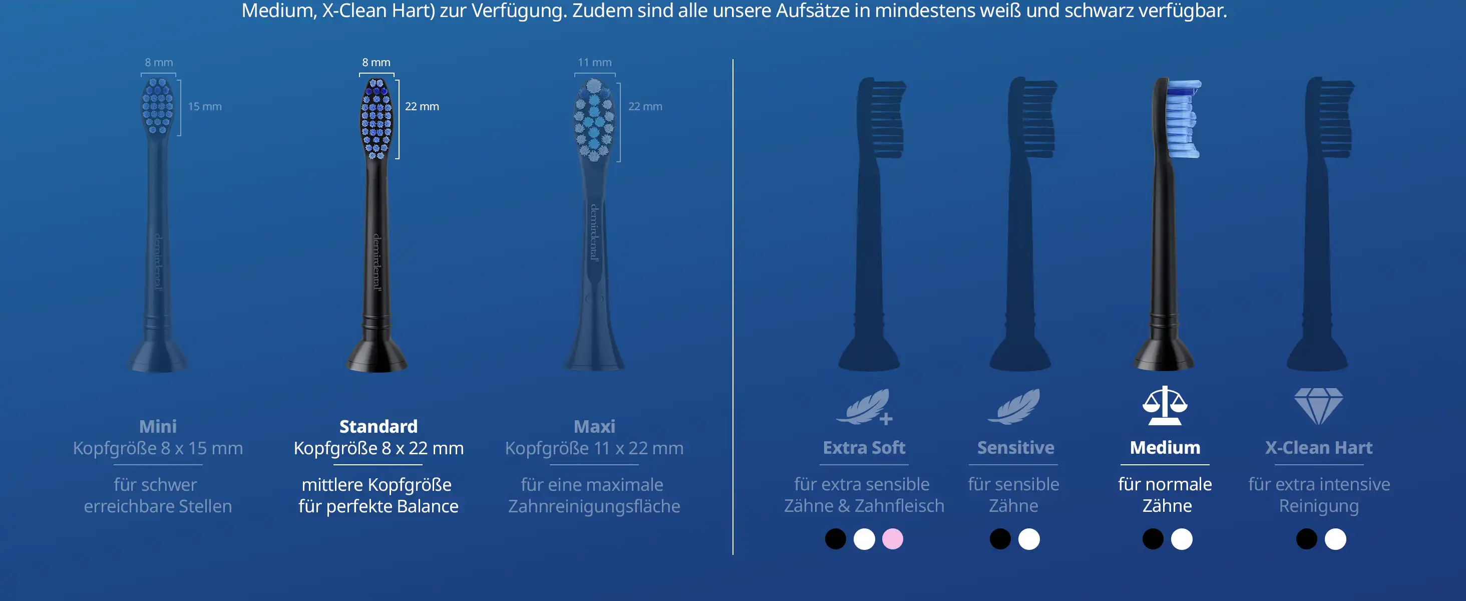 demirdental Medium Aufsütze für Philips Sonicare Ersatzbürsten