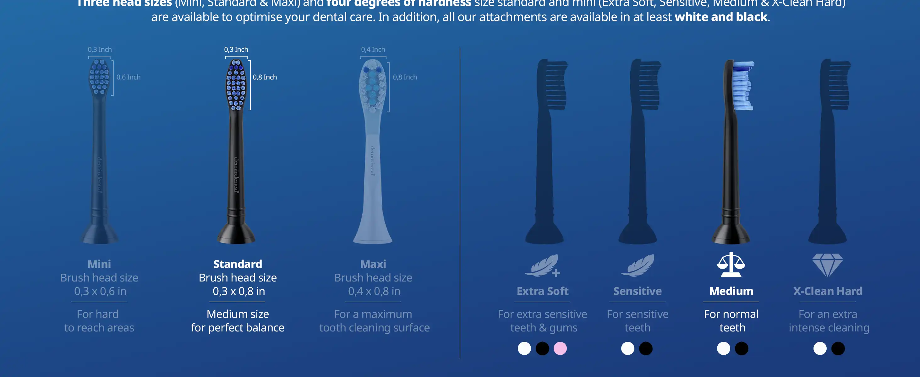 demirdental Medium Aufsütze für Philips Sonicare Ersatzbürsten