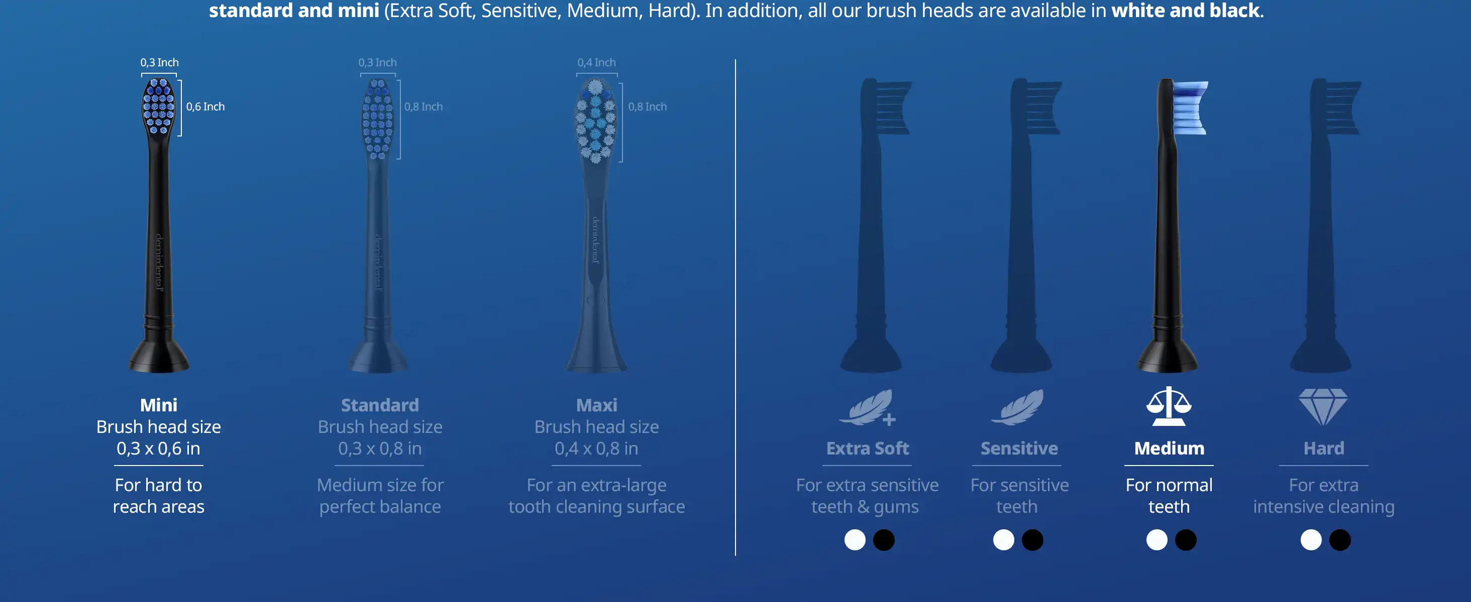 demirdental Medium Aufsütze für Philips Sonicare Ersatzbürsten