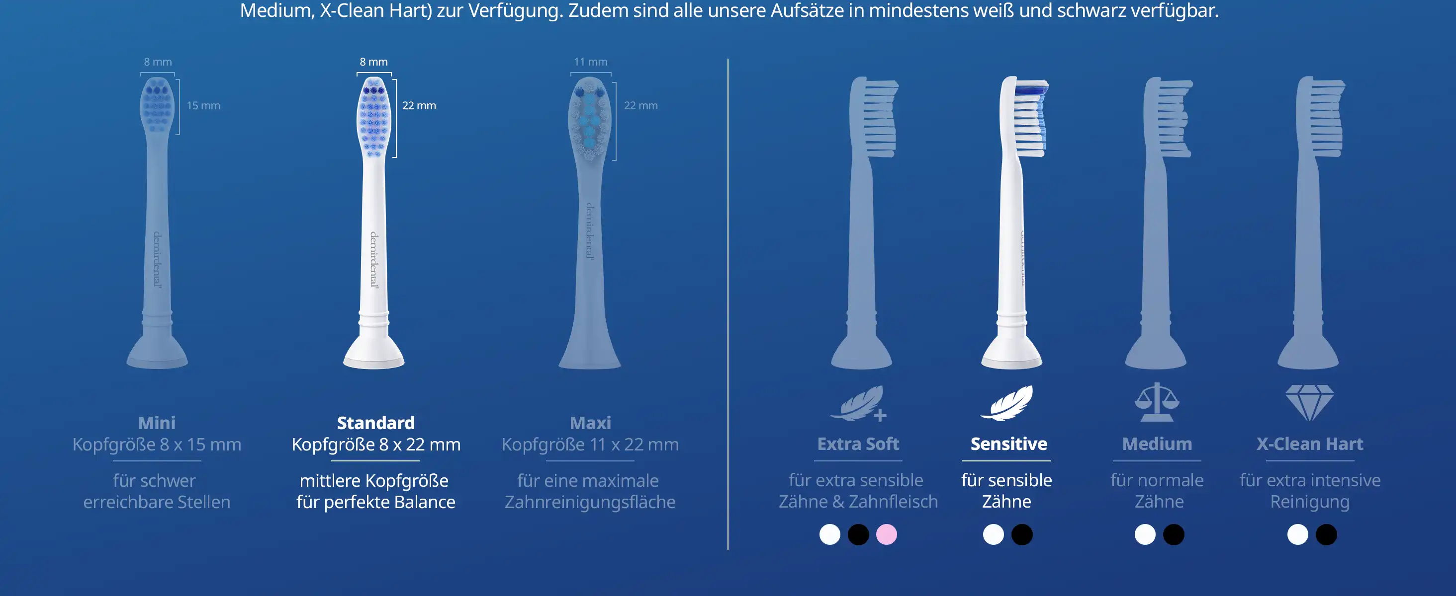 demirdental Medium Aufsütze für Philips Sonicare Ersatzbürsten