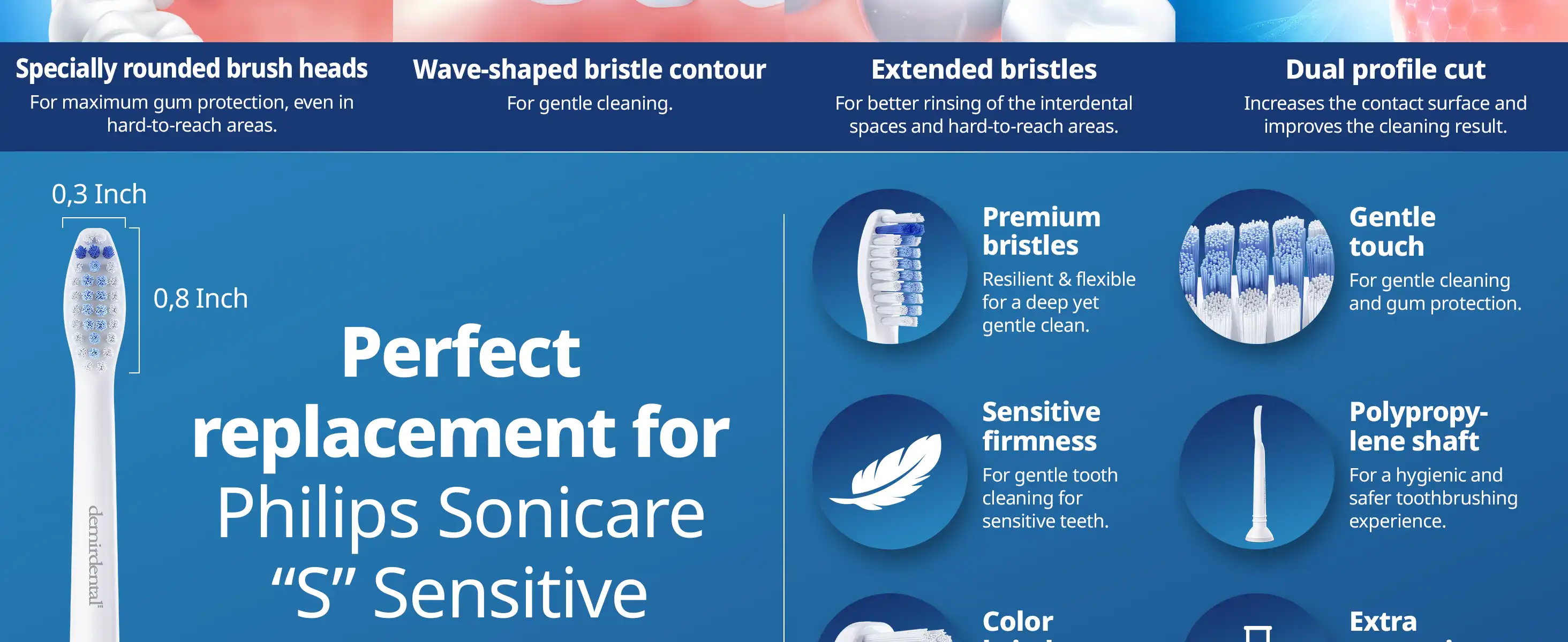 demirdental Medium Aufsütze für Philips Sonicare Ersatzbürsten