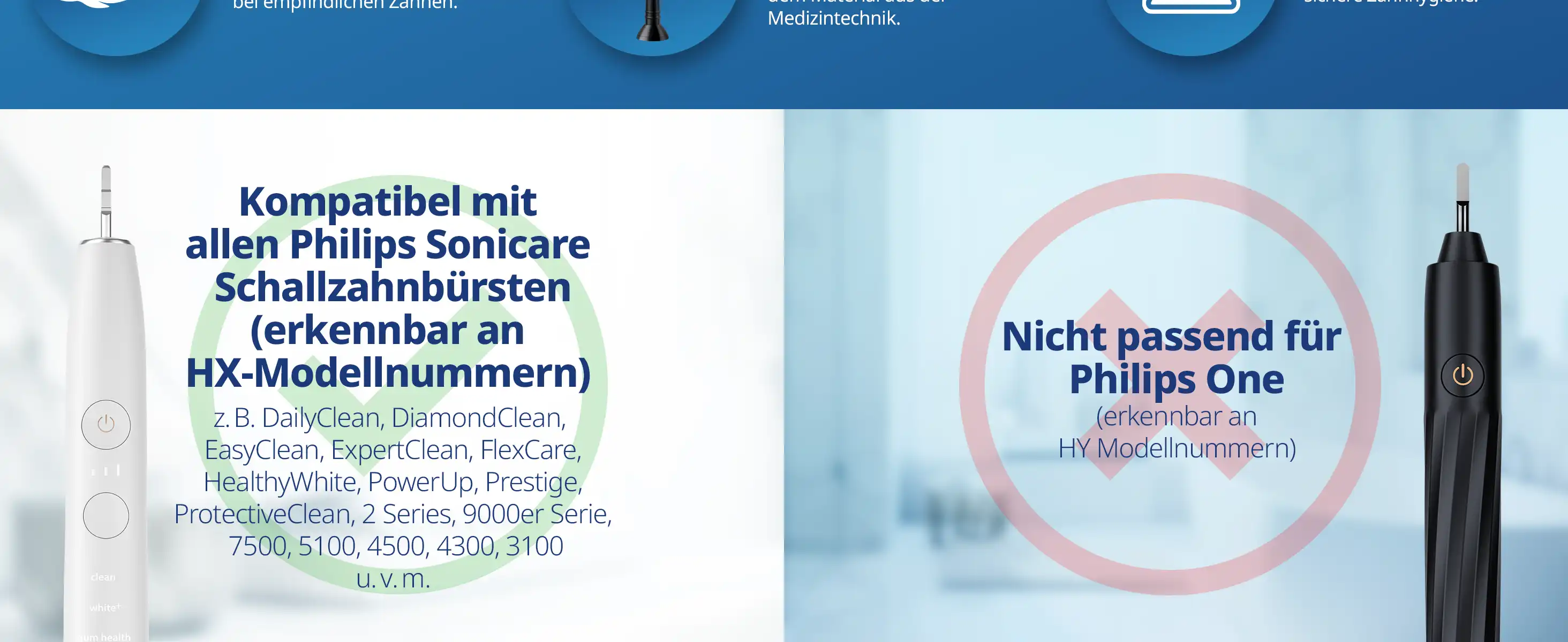 demirdental Medium Aufsütze für Philips Sonicare Ersatzbürsten
