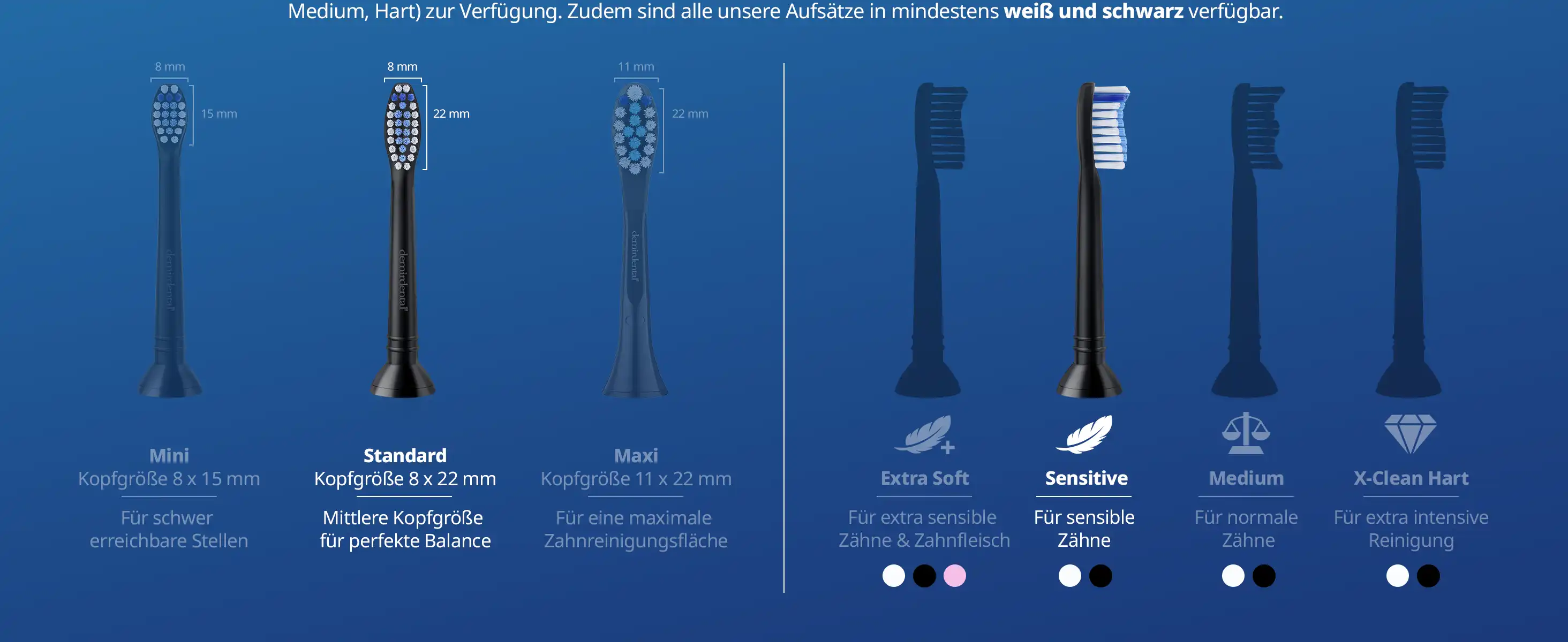 demirdental Medium Aufsütze für Philips Sonicare Ersatzbürsten