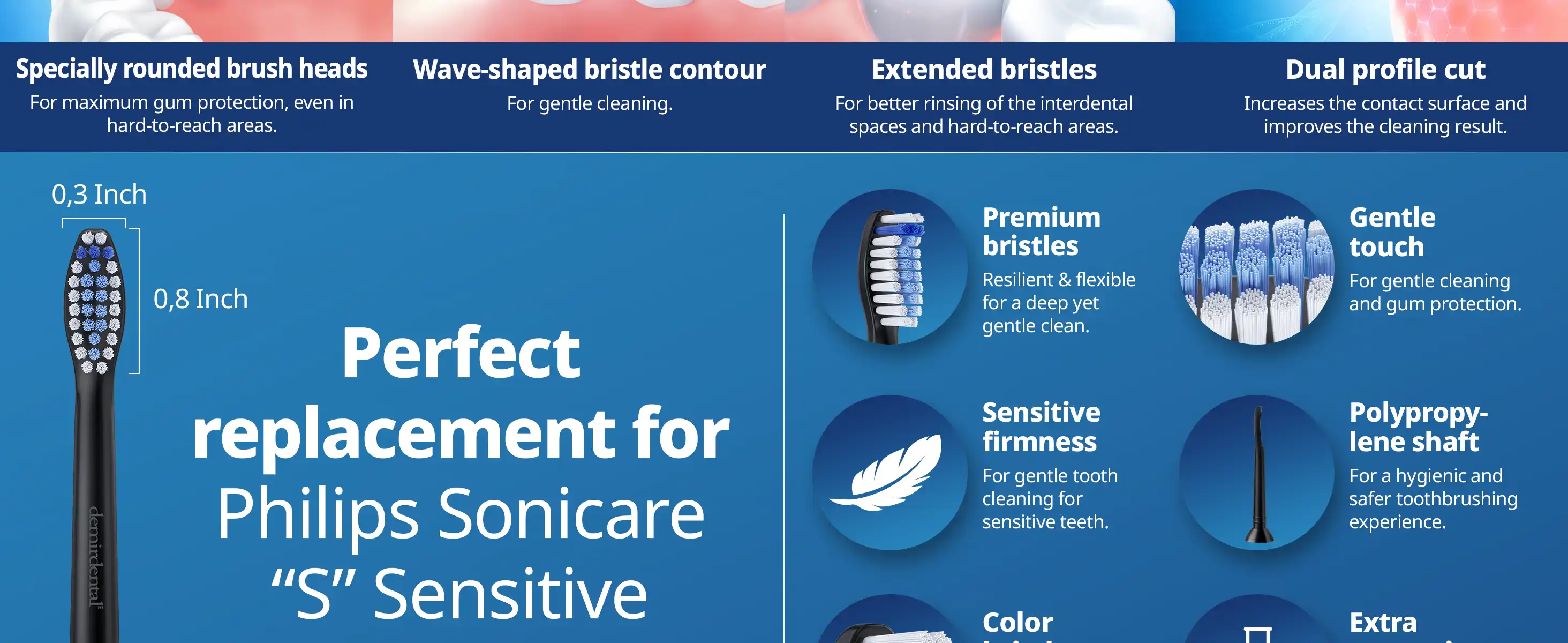 demirdental Medium Aufsütze für Philips Sonicare Ersatzbürsten
