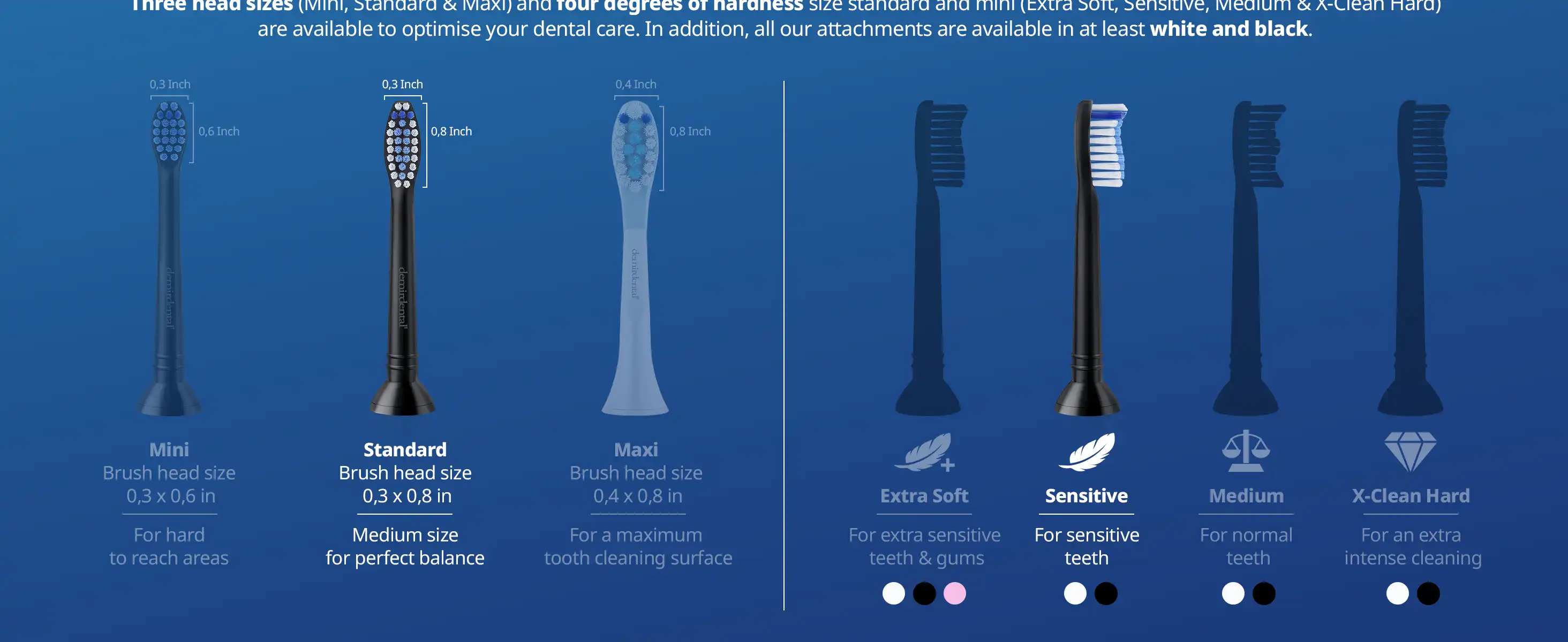 demirdental Medium Aufsütze für Philips Sonicare Ersatzbürsten