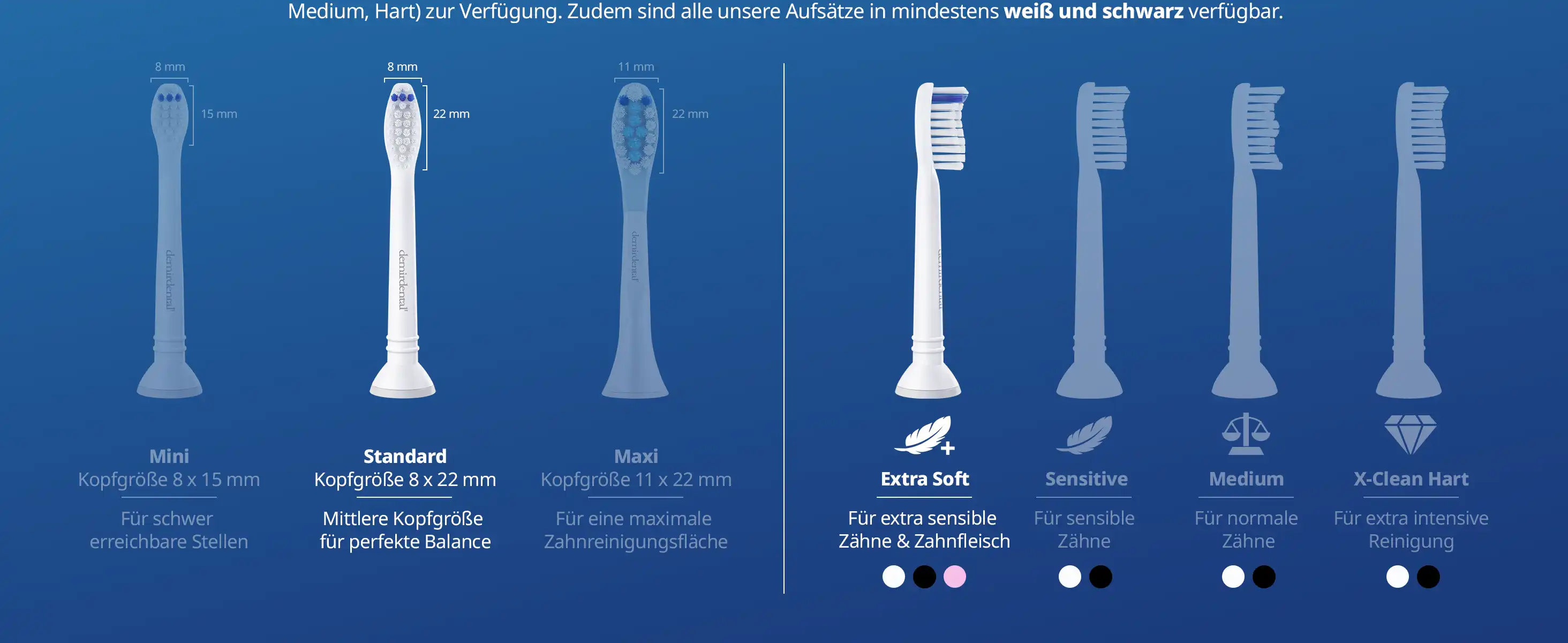 demirdental Medium Aufsütze für Philips Sonicare Ersatzbürsten