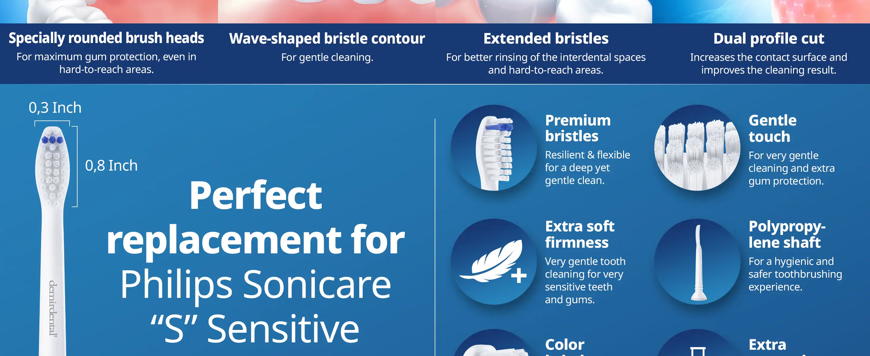 demirdental Medium Aufsütze für Philips Sonicare Ersatzbürsten