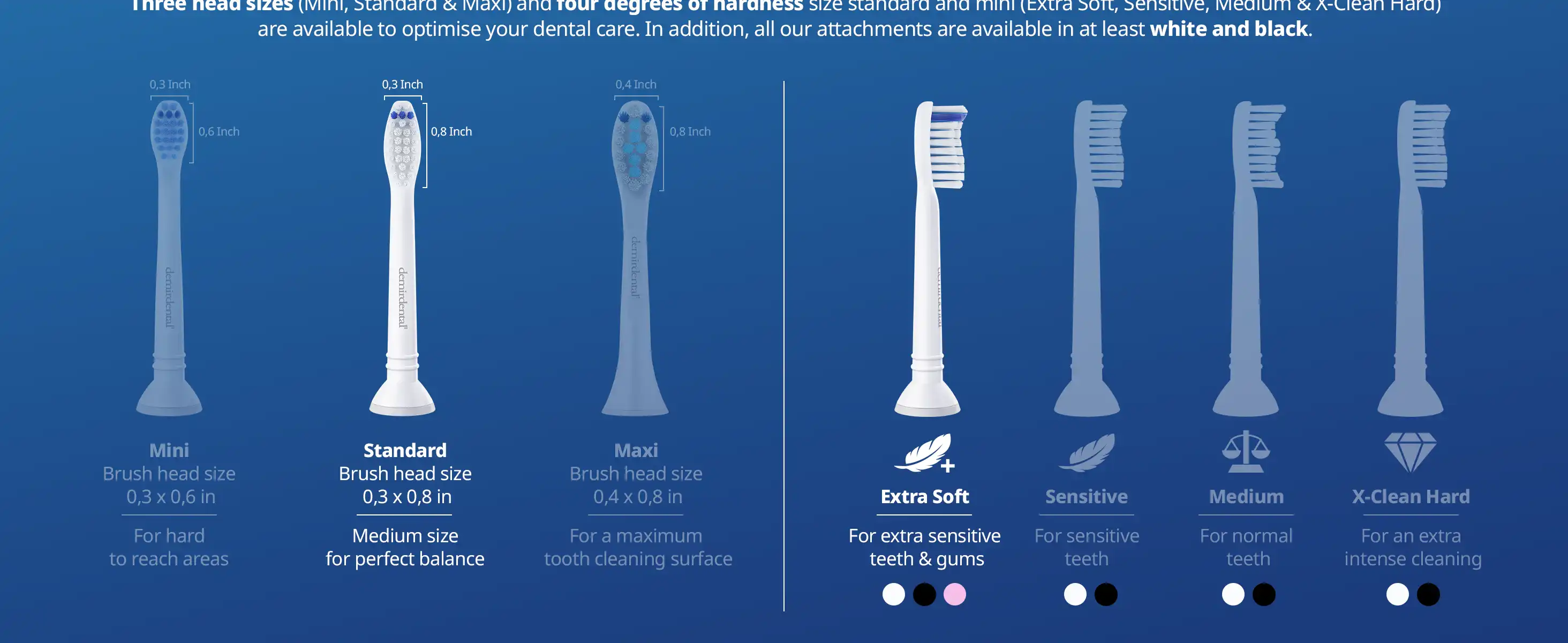 demirdental Medium Aufsütze für Philips Sonicare Ersatzbürsten