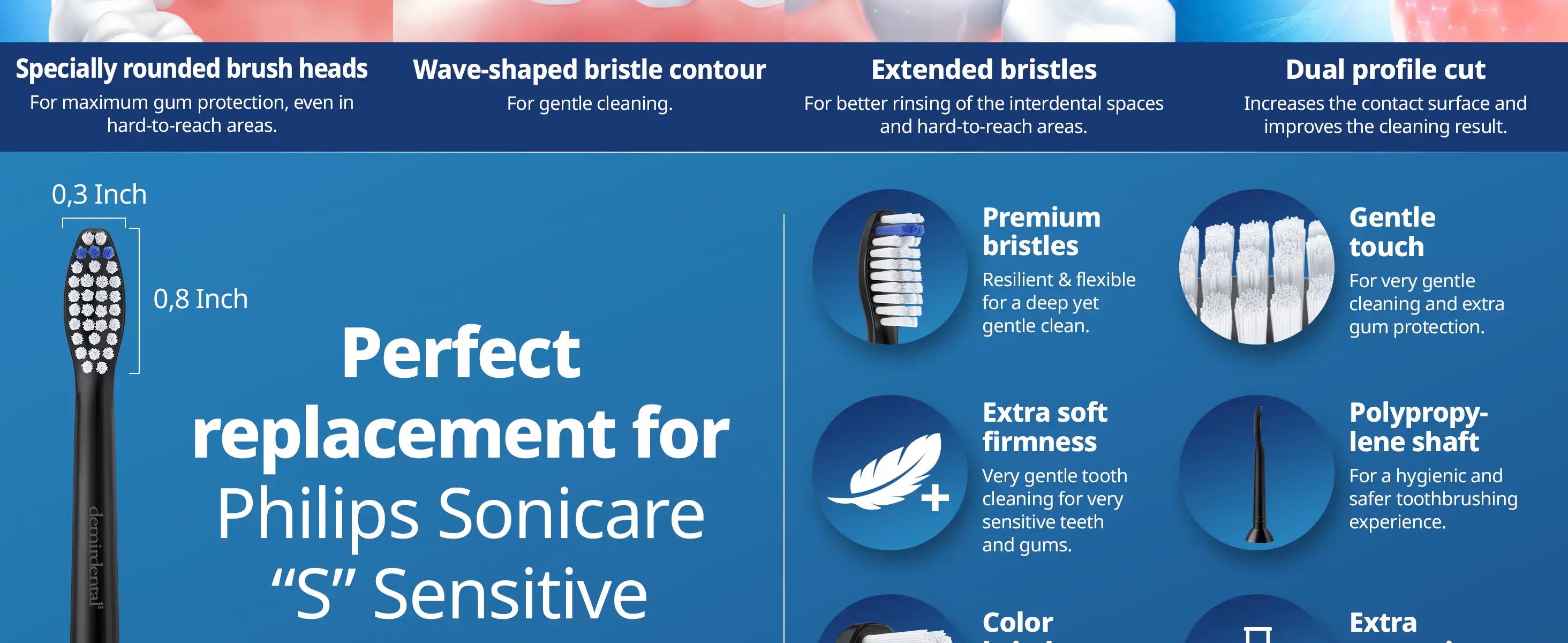 demirdental Medium Aufsütze für Philips Sonicare Ersatzbürsten