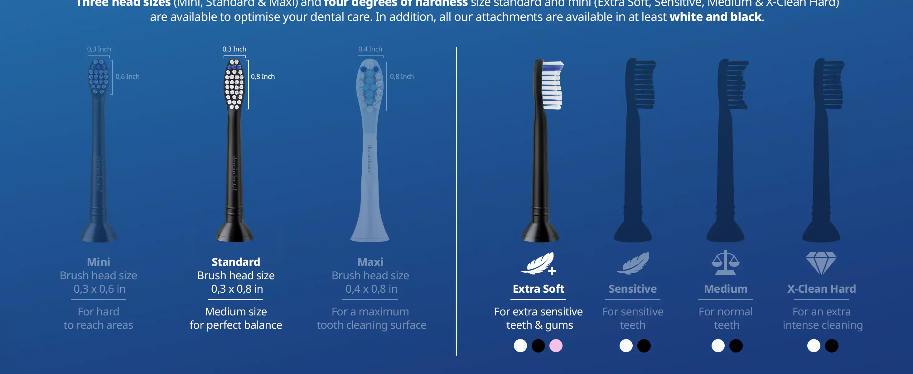 demirdental Medium Aufsütze für Philips Sonicare Ersatzbürsten