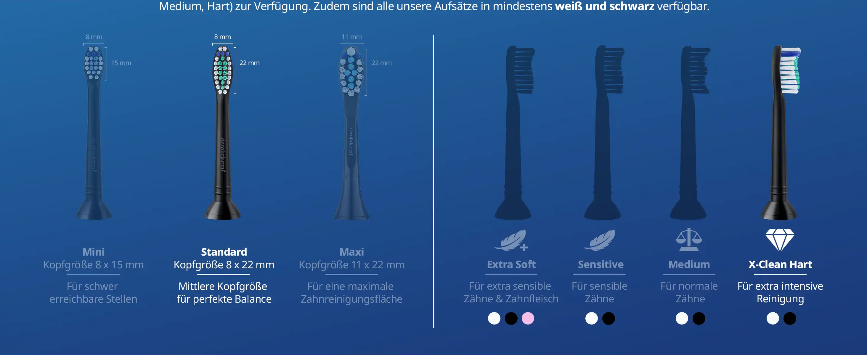 demirdental Medium Aufsütze für Philips Sonicare Ersatzbürsten